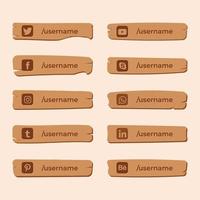 sociale media icoon op houten plank vector