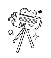 filmcamera handgetekende lijn vectorillustratie in doodle stijl geïsoleerd op een witte achtergrond vector