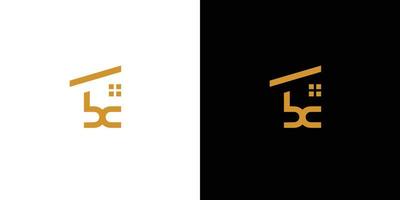 uniek en modern letter bc huis logo-ontwerp vector