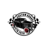 hot rod auto logo sjabloon met witte achtergrond vector