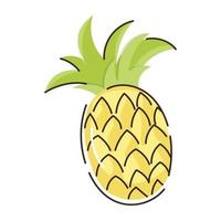 kijk eens naar ananas plat pictogram, doodle ontwerp vector