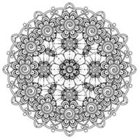 cirkelvormig patroon in de vorm van mandala voor henna mehndi tattoo-decoratie. kleurboek pagina. vector