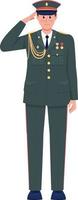 officier in volledig gekleed uniform saluerend semi-egale kleur vectorkarakter vector