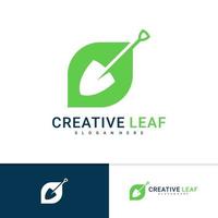 tuinieren logo vector ontwerpsjabloon, creatieve bladhark logo ontwerpconcept