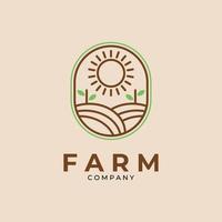 minimalistische boerderij lijntekeningen logo embleem vector sjabloonontwerp