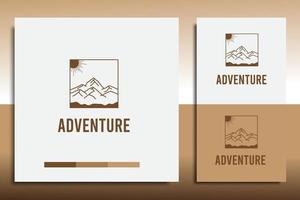 avontuur logo ontwerpsjabloon, met een eenvoudig bergpictogram vector