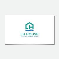 lh, huis en golfwaterlogo vector