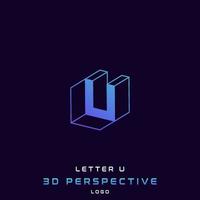 'u' initiaal logo met 3D-perspectief vector