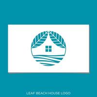 blad, strand en huis logo ontwerp vector