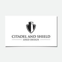 citadel en schild logo ontwerp vector