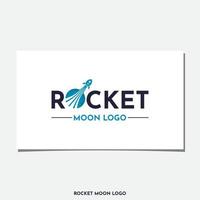 maan en raket logo ontwerp vector
