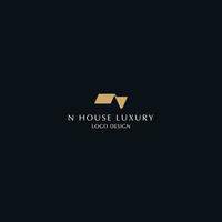 n huis luxe logo ontwerp vector