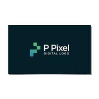 p pixel digitale logo ontwerp vector