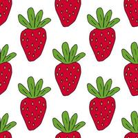 cartoon makkie aardbei naadloze patroon. zomer fruit achtergrond. oneindig berry-kaart. vector