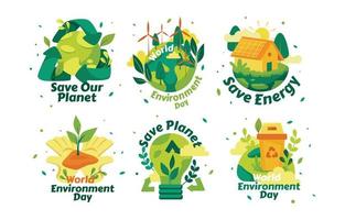 wereld milieu dag sticker vector