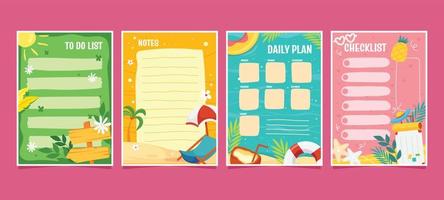 zomervakantie dagboek planner vector