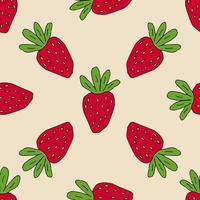 cartoon makkie aardbei naadloze patroon. zomer fruit achtergrond. oneindig berry-kaart. vector