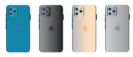 realistische iphone 13 pro. smartphone mockup grafiet, goud, zilver, sierra blauwe kleur. modellen smartphone met transparante schermen. 3d mobiele telefoon met schaduw op witte achtergrond vector