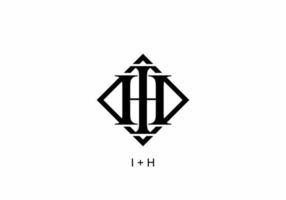 monogram zwarte kleur van ih of hi beginletter vector