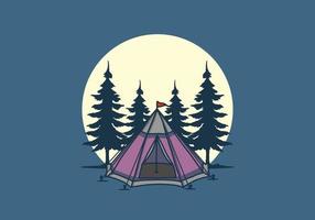 kegel tent en pijnbomen illustratie vector