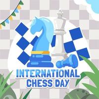 vier internationale schaakdag vector