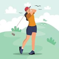 vrouwelijke golfspeler vector