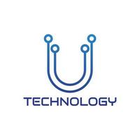 letter u technologie logo ontwerp vector