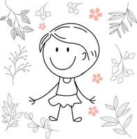 cartoon activiteit illustratie van een lachend kind voor kinder kleurboek en kinderboek. eps vector afbeelding.