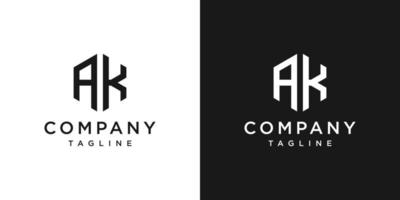 creatieve brief ak monogram logo ontwerp pictogrammalplaatje witte en zwarte achtergrond vector