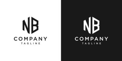 creatieve brief nb monogram logo ontwerp pictogrammalplaatje witte en zwarte achtergrond vector