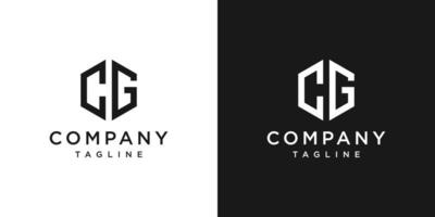 creatieve brief cg monogram logo ontwerp pictogrammalplaatje witte en zwarte achtergrond vector