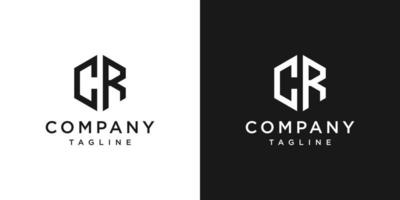 creatieve letter cr monogram logo ontwerp pictogrammalplaatje witte en zwarte achtergrond vector