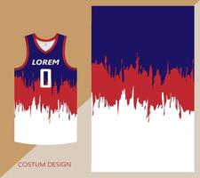 basketbal jersey patroon ontwerp template.blue, rood, wit abstracte achtergrond voor stof patroon. basketbal-, hardloop-, voetbal- en trainingsshirts. vector illustratie