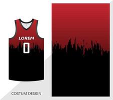 basketbal jersey patroon ontwerpsjabloon. zwarte rode abstracte achtergrond voor stoffenpatroon. basketbal-, hardloop-, voetbal- en trainingsshirts. vector illustratie