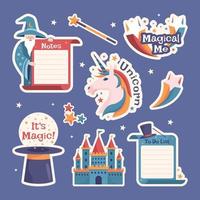 magische fantasie dagboek stickerset vector