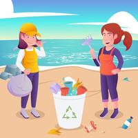 strand schoonmaak activiteit concept vector