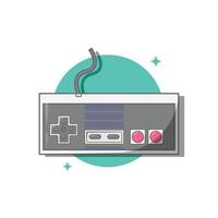 oude generatie console controller vectorillustratie. gamepad-ontwerp. vintage artikel. platte cartoonstijl geschikt voor pictogram, webbestemmingspagina, banner, flyer, sticker, kaart, achtergrond, t-shirt, illustraties vector