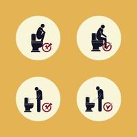 voorzichtigheid bij het correct gebruik van het toilet symbool teken ontwerp vectorillustratie vector