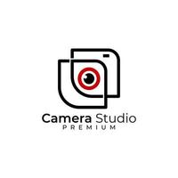 studio camera lens fotografie logo ontwerpsjabloon vector