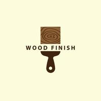 ontwerp logo sjabloon. illustratie van borstel en houtstructuur. verf hout symbool. eindwerk gevormd. vector