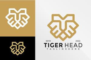 letter t tijger hoofd logo ontwerp vector illustratie sjabloon