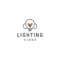 verlichting lamp en cloud lijn logo pictogram ontwerpsjabloon vector