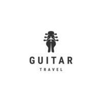 gitaar en vliegtuig muziek logo pictogram ontwerpsjabloon vector