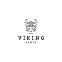 Viking schedel lijn kunst logo pictogram ontwerpsjabloon vector