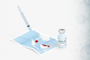 Maleisië vaccinatie, injectie met covid-19 vaccin in kaart van Maleisië. vector