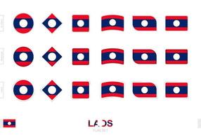laos vlag set, eenvoudige vlaggen van laos met drie verschillende effecten. vector