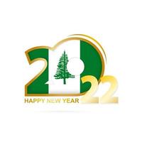 jaar 2022 met vlagpatroon van Norfolk Island. gelukkig nieuwjaar ontwerp. vector