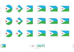 djibouti vlaggenset, eenvoudige vlaggen van djibouti met drie verschillende effecten. vector
