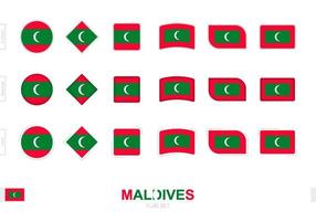 maldiven vlag set, eenvoudige vlaggen van maldiven met drie verschillende effecten. vector