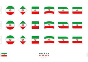 iran-vlaggenset, eenvoudige vlaggen van iran met drie verschillende effecten. vector